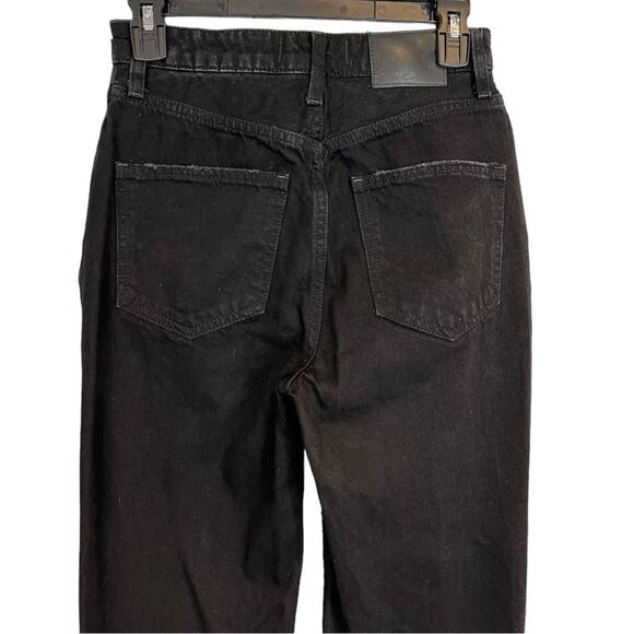 Free People Black My Own Lane Distressed High Rise Straight Leg Jeans Size 26 - Picture 9 of 16